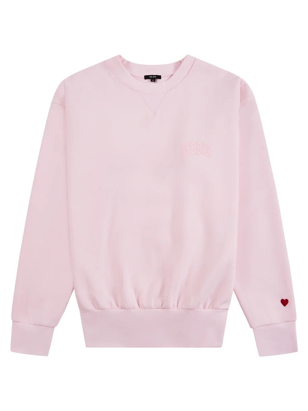 LIMITED EDITION The Bar Blush Pink Crewneck Sweatshirt with Heart Sleeve Emblem.